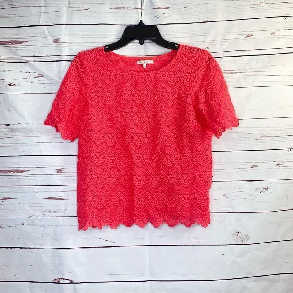 Madewell Pink Scallop Lace Top